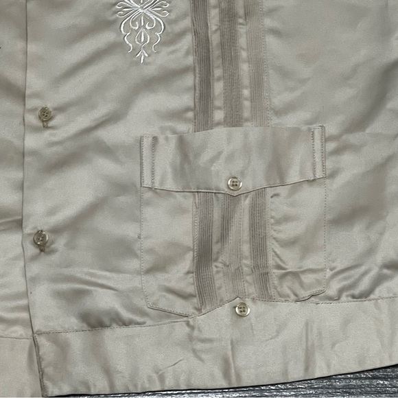 El General Men's 3XL Western Shirt Tan Beige Short Sleeve Shiny Button New NWD - Picture 4 of 14